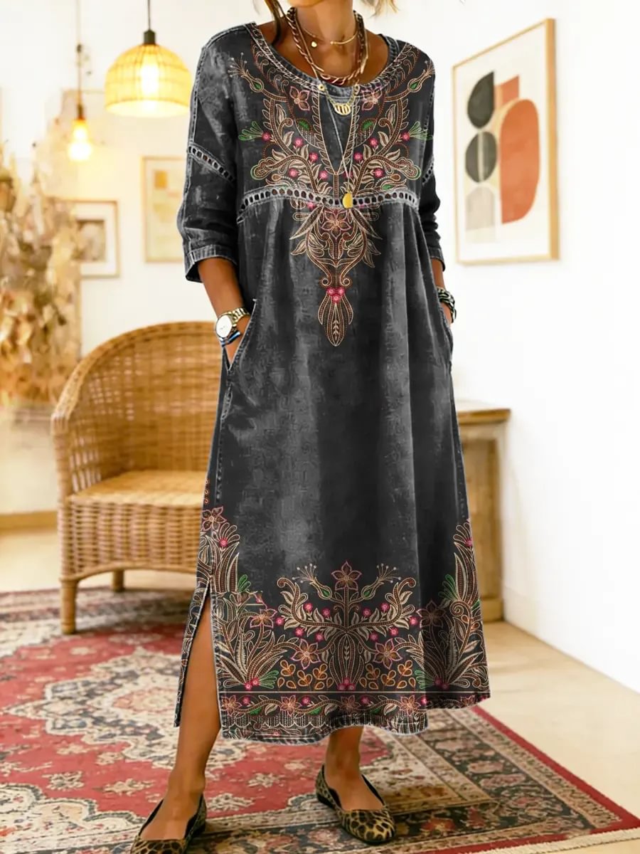 Antonia | Printed Dress – Black | The Bellemont Sisters Australia