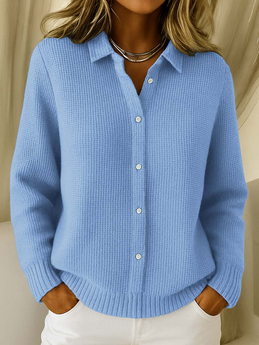 Lisa | Classic Knitted Button Cardigan – Blue | The Bellemont Sisters Australia
