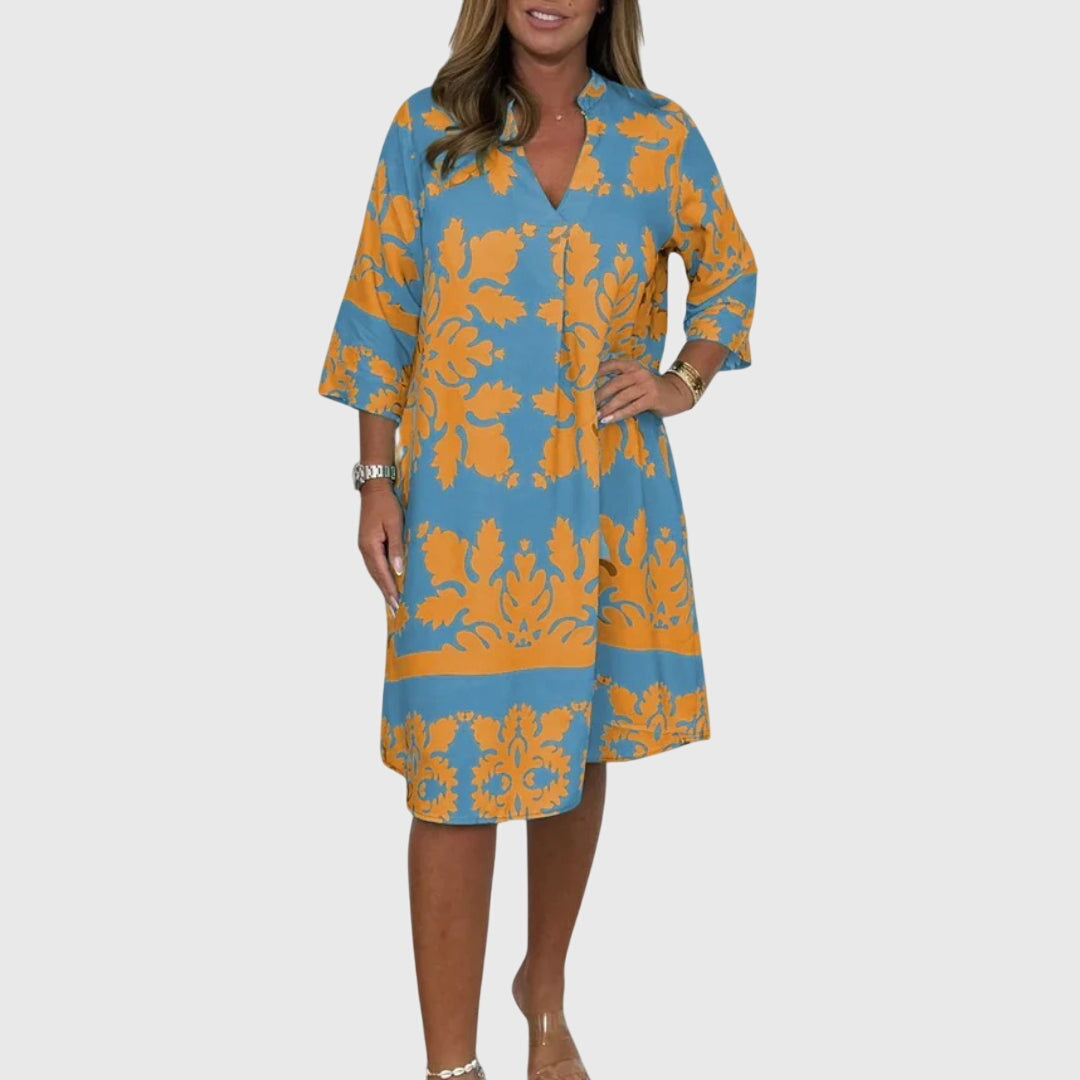 Daisy | Elegant Spring Dress – Orange/Blue, Orange/Purple | The Bellemont Sisters Australia