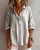 Deborah | Wide Striped Blouse with Collar | The Bellemont Sisters Australia