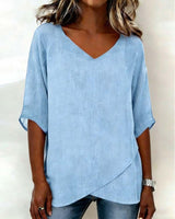 Donna | Top Irregular with V-Neck – Blue | The Bellemont Sisters Australia