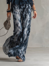 Ludovica | Stylish Navy Halter Top and Wide-Leg Printed Set | The Bellemont Sisters Australia