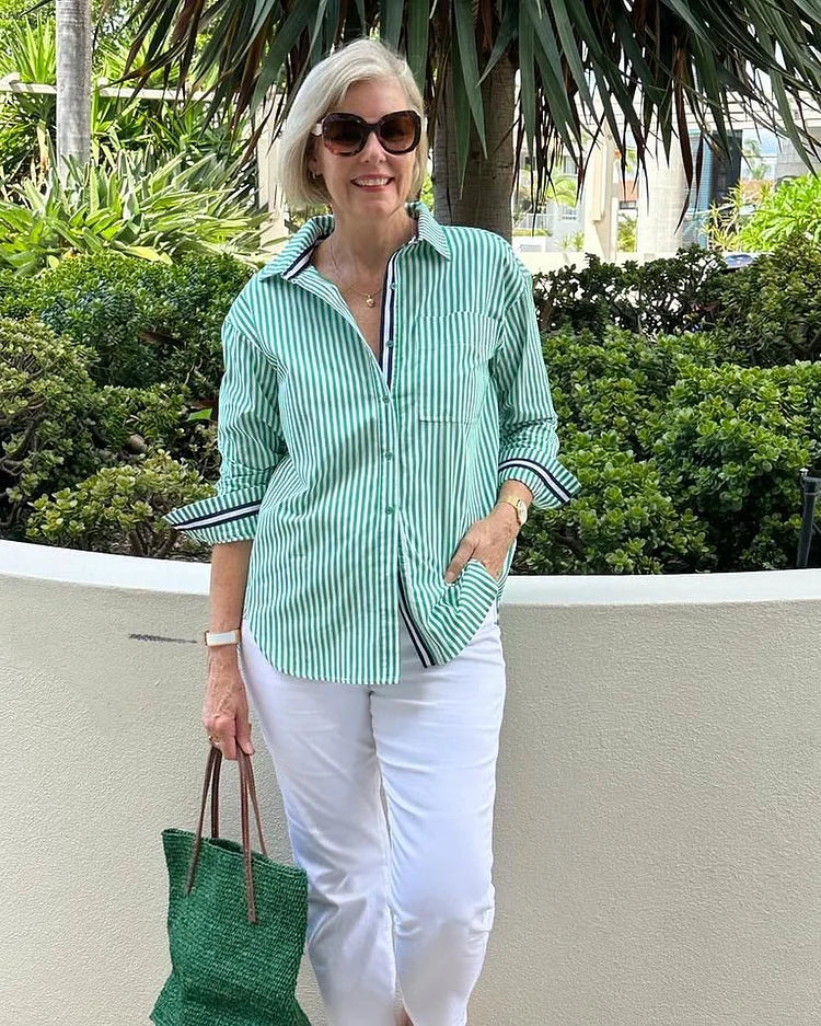 Jasmine | Women’s Classic Striped Button Shirt | The Bellemont Sisters Australia