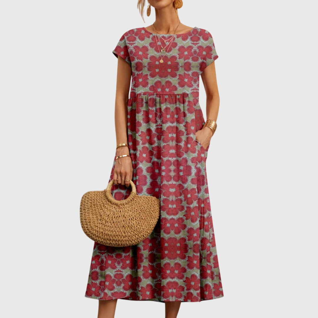 Valencia | Chic Floral Dress – Red | The Bellemont Sisters Australia