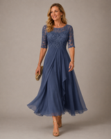Effie™ Lace Bodice Midi Dress – Blue | The Bellemont Sisters Australia