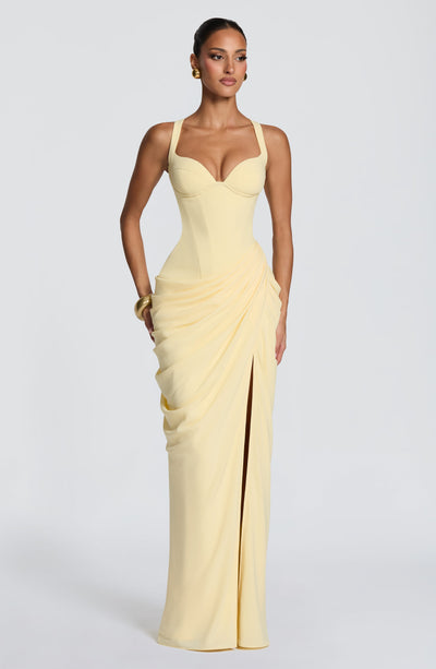 Beatrice | Women's Flowy Corset Wedding Guest Dress | The Bellemont Sisters Australia