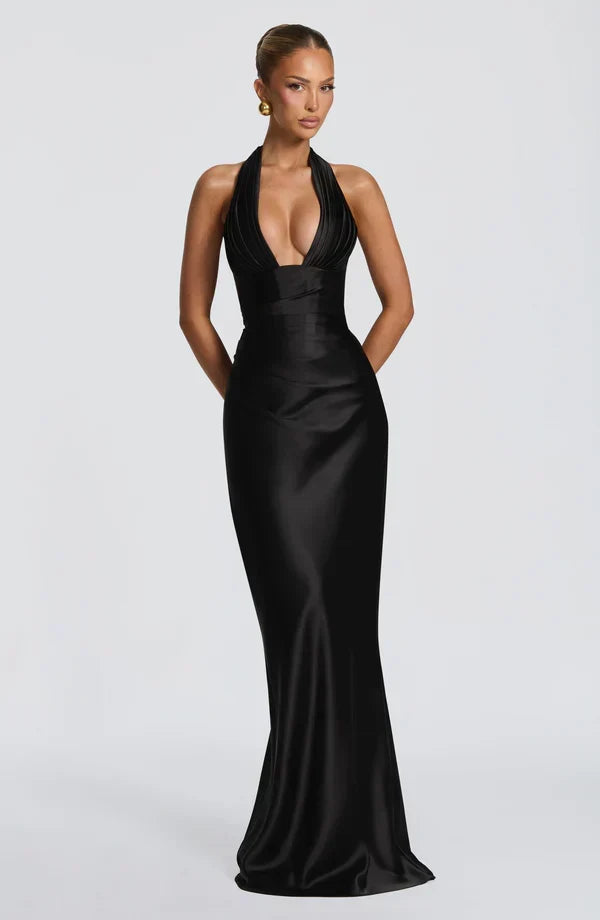Dorothy | Women's Elegant Body Con Maxi Dress – Black | The Bellemont Sisters Australia