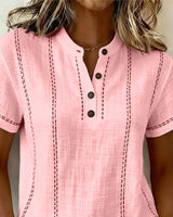 Linda | Casual Button V-Neck T-Shirt | The Bellemont Sisters Australia