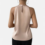 Kimberly | Women’s Elegant Pleated Front Draped Satin Tanks | The Bellemont Sisters Australia