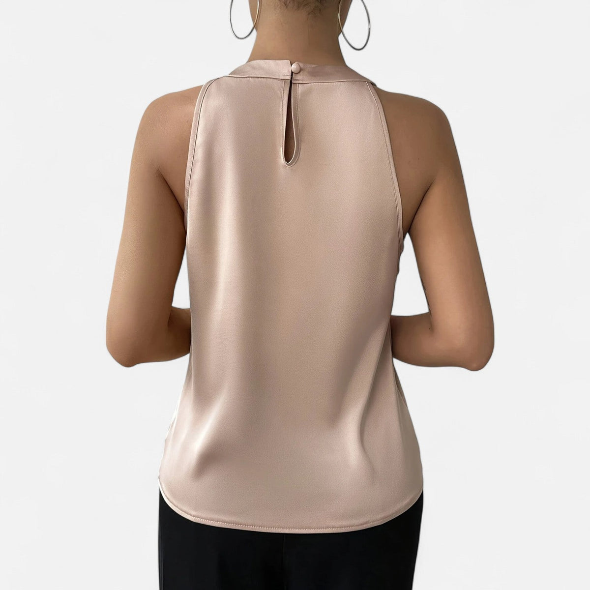 Kimberly | Women’s Elegant Pleated Front Draped Satin Tanks | The Bellemont Sisters Australia