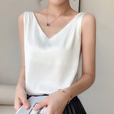 Lily | Women’s Classic Relaxed Fit Draped Satin Tanks – White | The Bellemont Sisters Australia