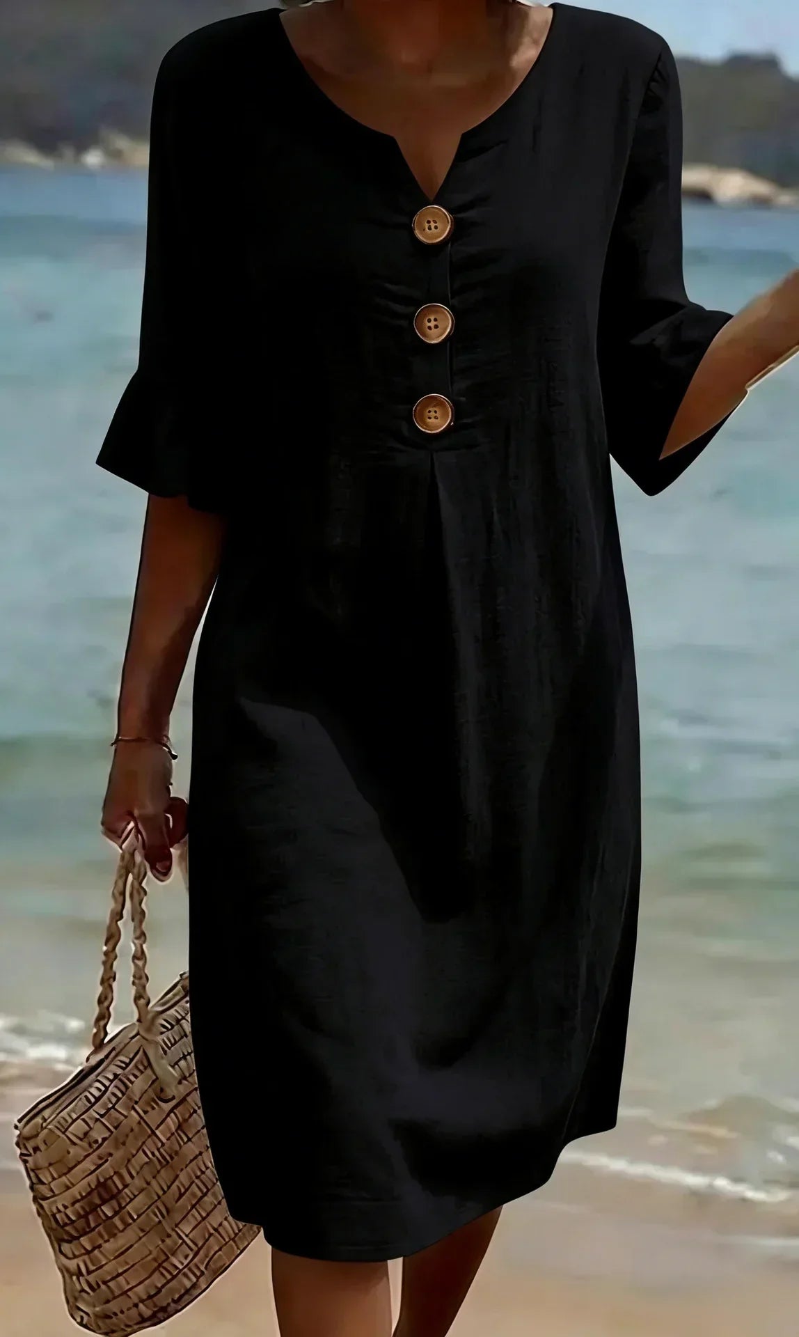 Radmila™ | Textured Long Sleeve Dress – Black | The Bellemont Sisters Australia