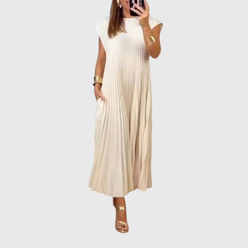Mariana | Elegant Dress – Beige | The Bellemont Sisters Australia