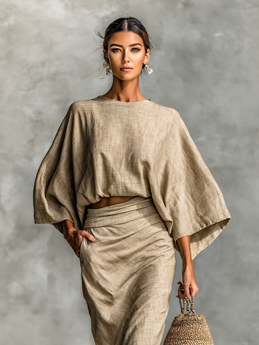 Selene | Soft Batwing Top and Maxi Skirt Two-Piece Set | The Bellemont Sisters Australia