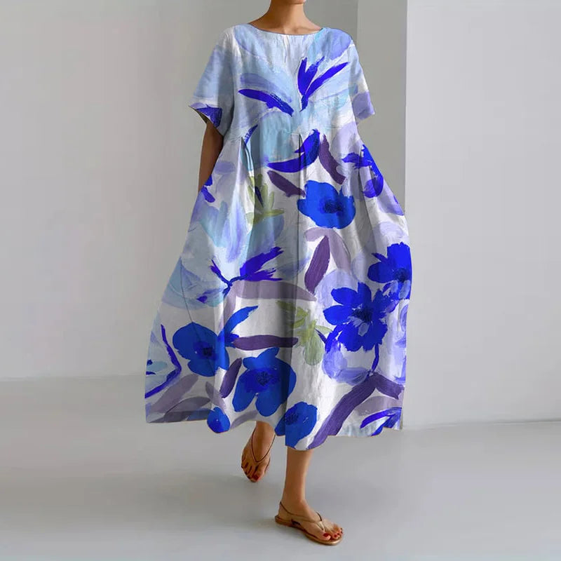 Rosanna floral summer dress – Blue | The Bellemont Sisters Australia