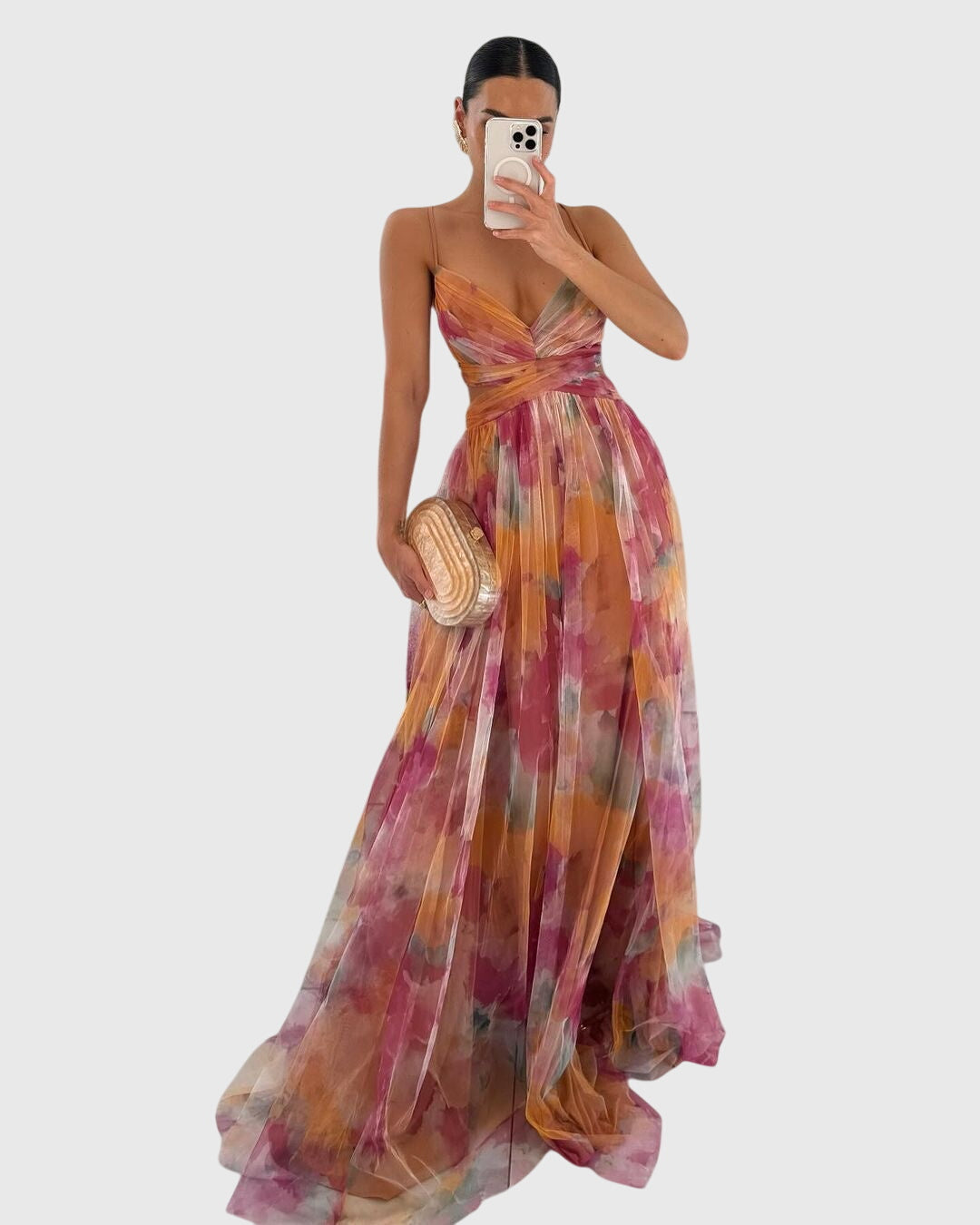 Giselle | Floral Maxi Dress – Orange | The Bellemont Sisters Australia
