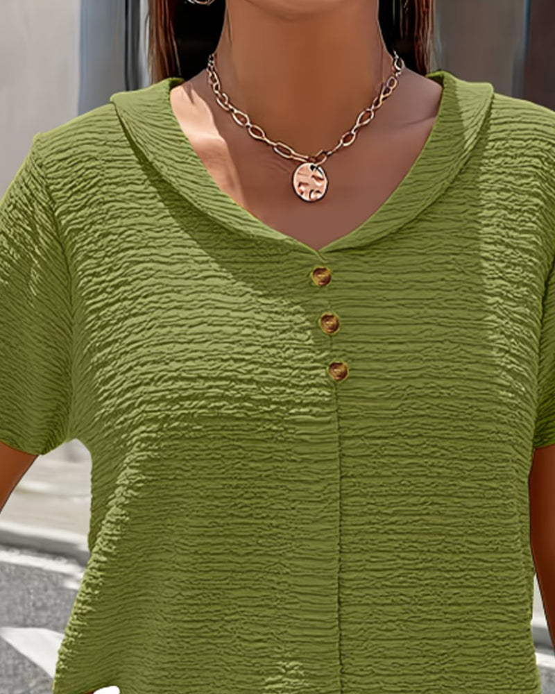 Barbara|Collar T-Shirt with Buttons | The Bellemont Sisters Australia