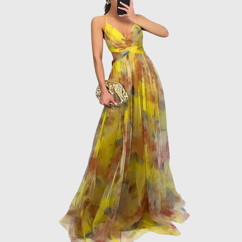 Giselle | Floral Maxi Dress – Yellow | The Bellemont Sisters Australia