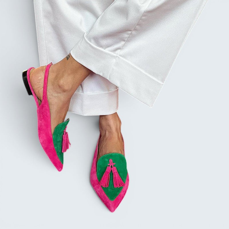 Frendessa | Fringe Ballet Flats with Ankle Strap – Green | The Bellemont Sisters Australia