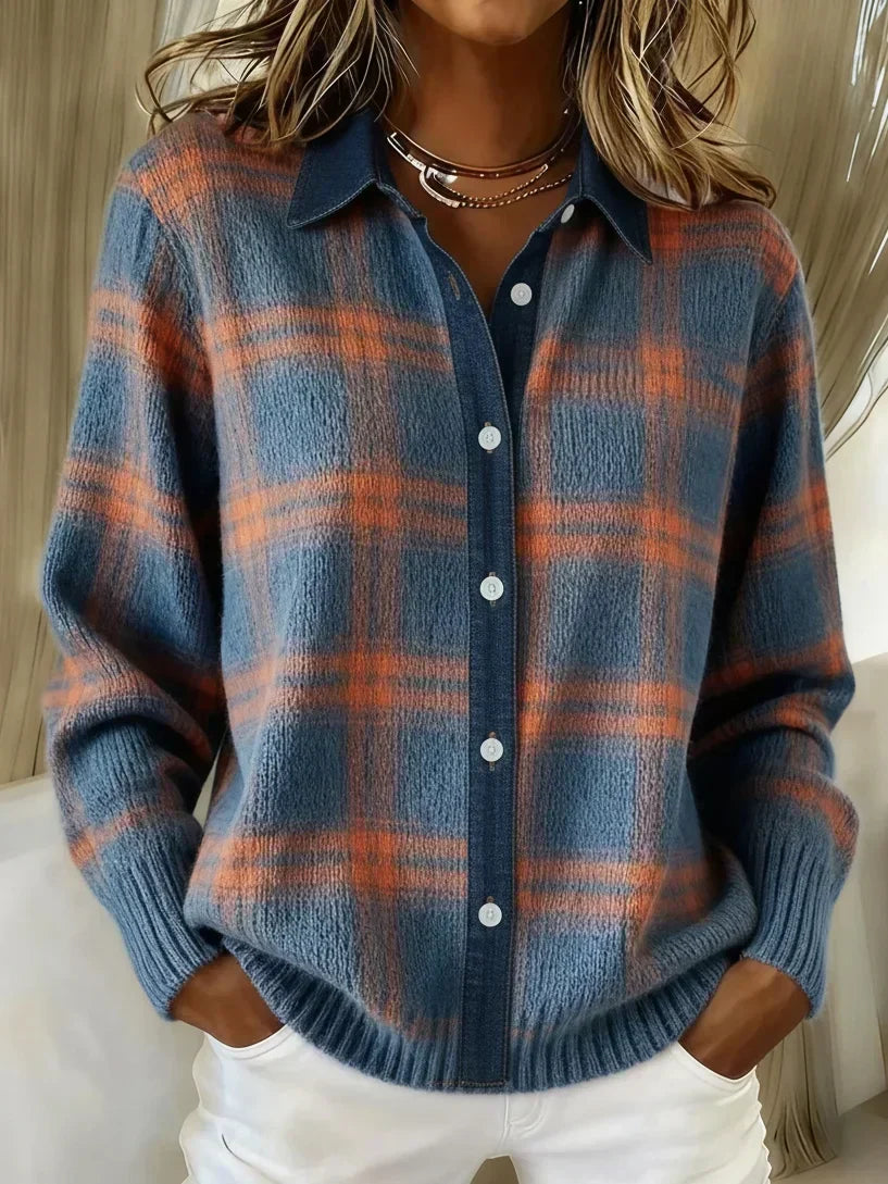Sarah | Elegant & Cozy Cardigan – Blue and Orange | The Bellemont Sisters Australia