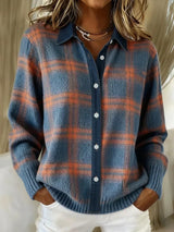 Sarah | Elegant & Cozy Cardigan – Blue and Orange | The Bellemont Sisters Australia