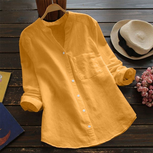 Jessica | Women Relaxed Fit Button Shirt Blouse – Yellow | The Bellemont Sisters Australia