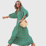 Sarah - Boho Maxi Dress – Green-Pink | The Bellemont Sisters Australia