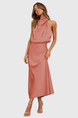 Ava | Glamorous Satin Halter Dress – Mauve | The Bellemont Sisters Australia