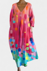 Isalinde | Comfortable V-Neck Dress – Multicolor1 | The Bellemont Sisters Australia