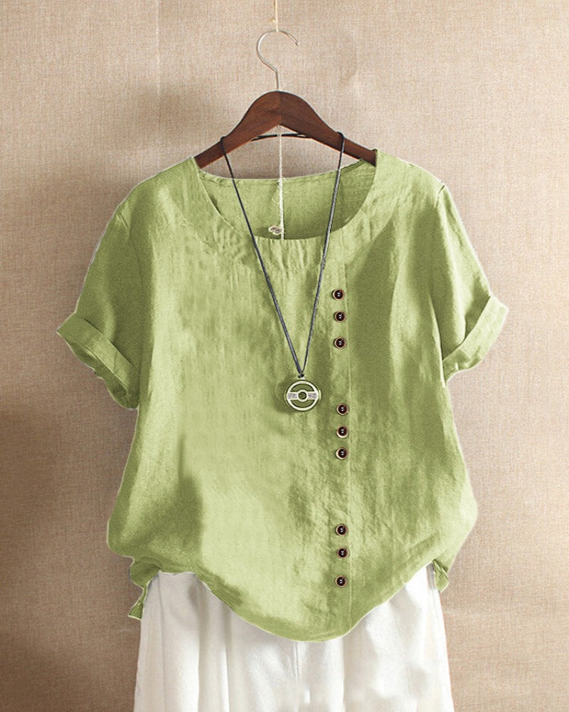 Beatrice | Women Button Detail Casual Short Sleeve Blouse – Grern | The Bellemont Sisters Australia