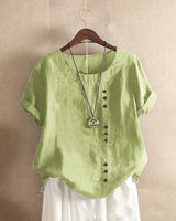 Beatrice | Women Button Detail Casual Short Sleeve Blouse – Grern | The Bellemont Sisters Australia
