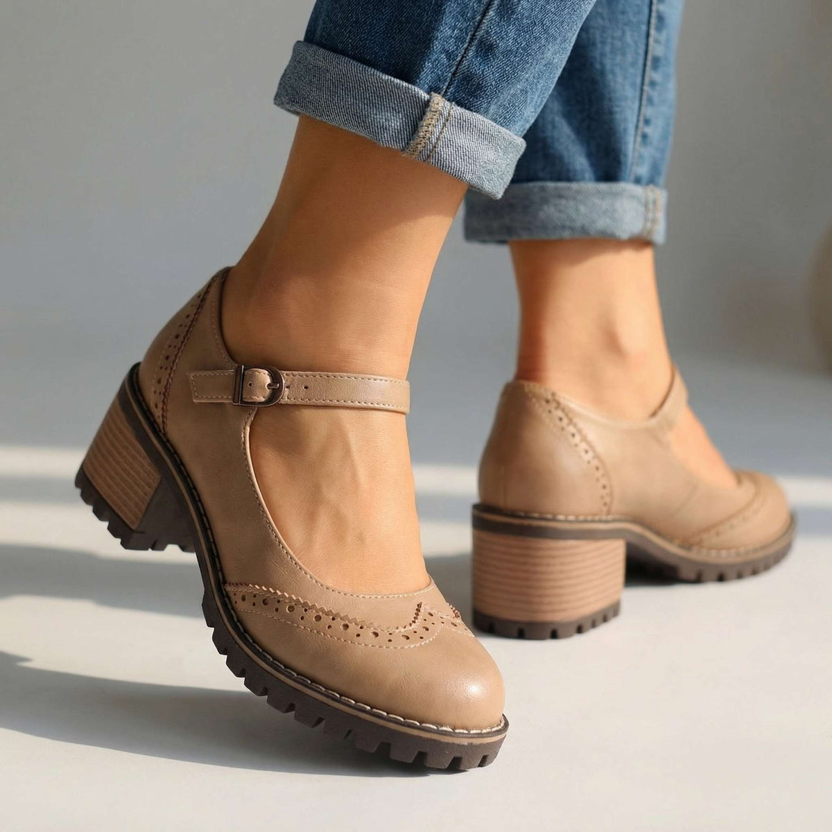 Colette | Vintage-Inspired Mary Jane Heels – Khaki | The Bellemont Sisters Australia