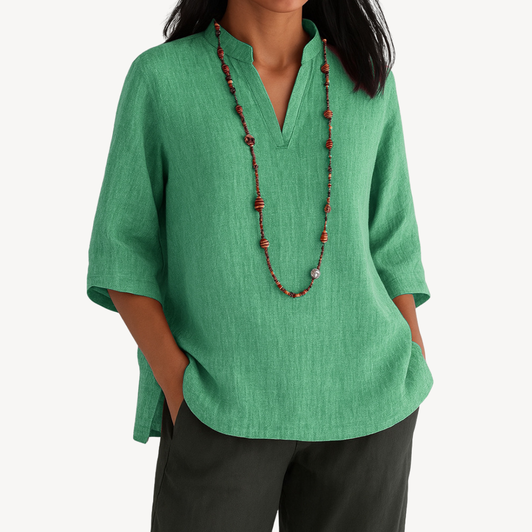 Katherine | Women’s Casual Linen Tunic Top – Green | The Bellemont Sisters Australia
