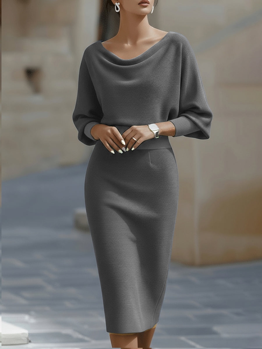 Lydia | Elegant Everyday Midi Dress – Grey | The Bellemont Sisters Australia