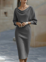 Lydia | Elegant Everyday Midi Dress – Grey | The Bellemont Sisters Australia