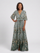 Evadne | Floral V Neck Short Sleeve Maxi Dress | The Bellemont Sisters Australia
