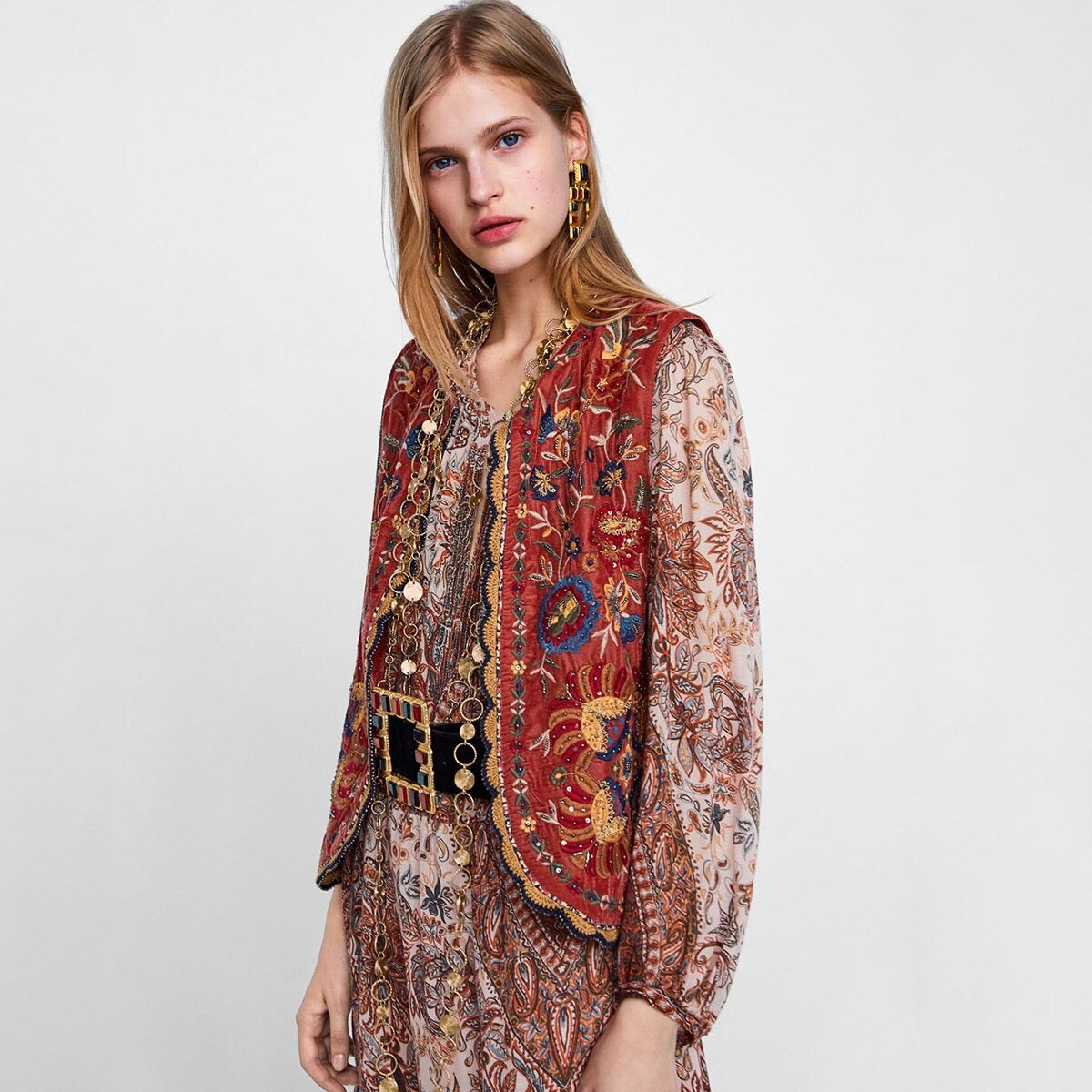 Eleanor | Women’s Boho Floral Open Front Vest Design | The Bellemont Sisters Australia