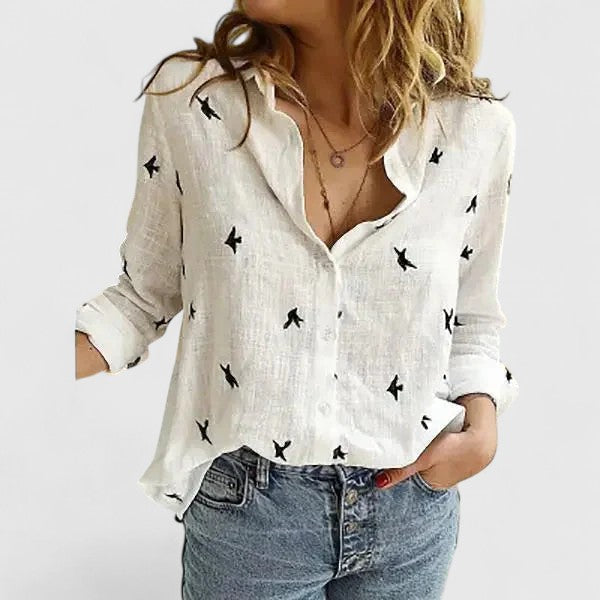 Faith | Women’s Linen V Neck Button Blouse – White 2 | The Bellemont Sisters Australia