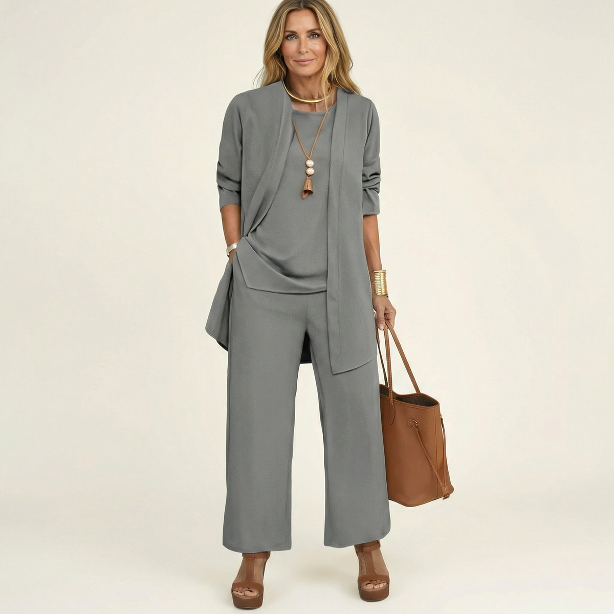 Vivienne | Minimalist 3-Piece Set – Gray | The Bellemont Sisters Australia