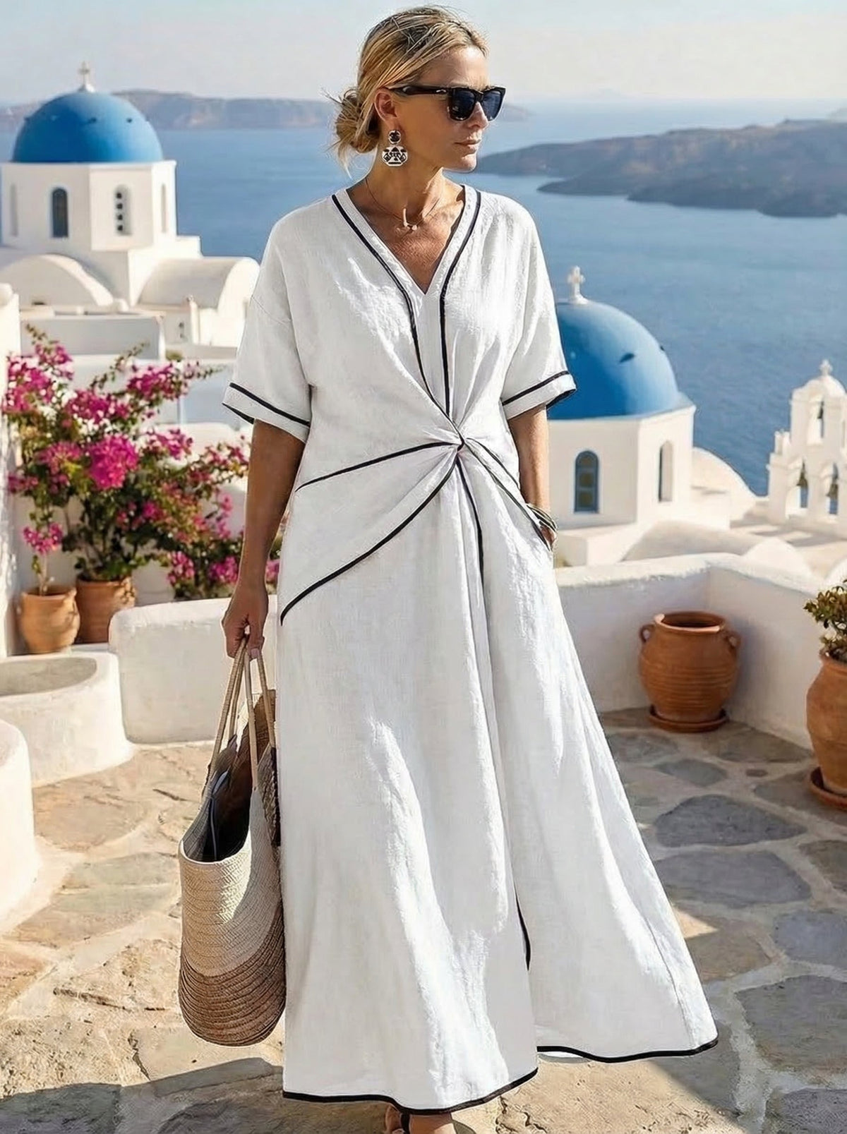 Santorini™ Summer Dress – White | The Bellemont Sisters Australia