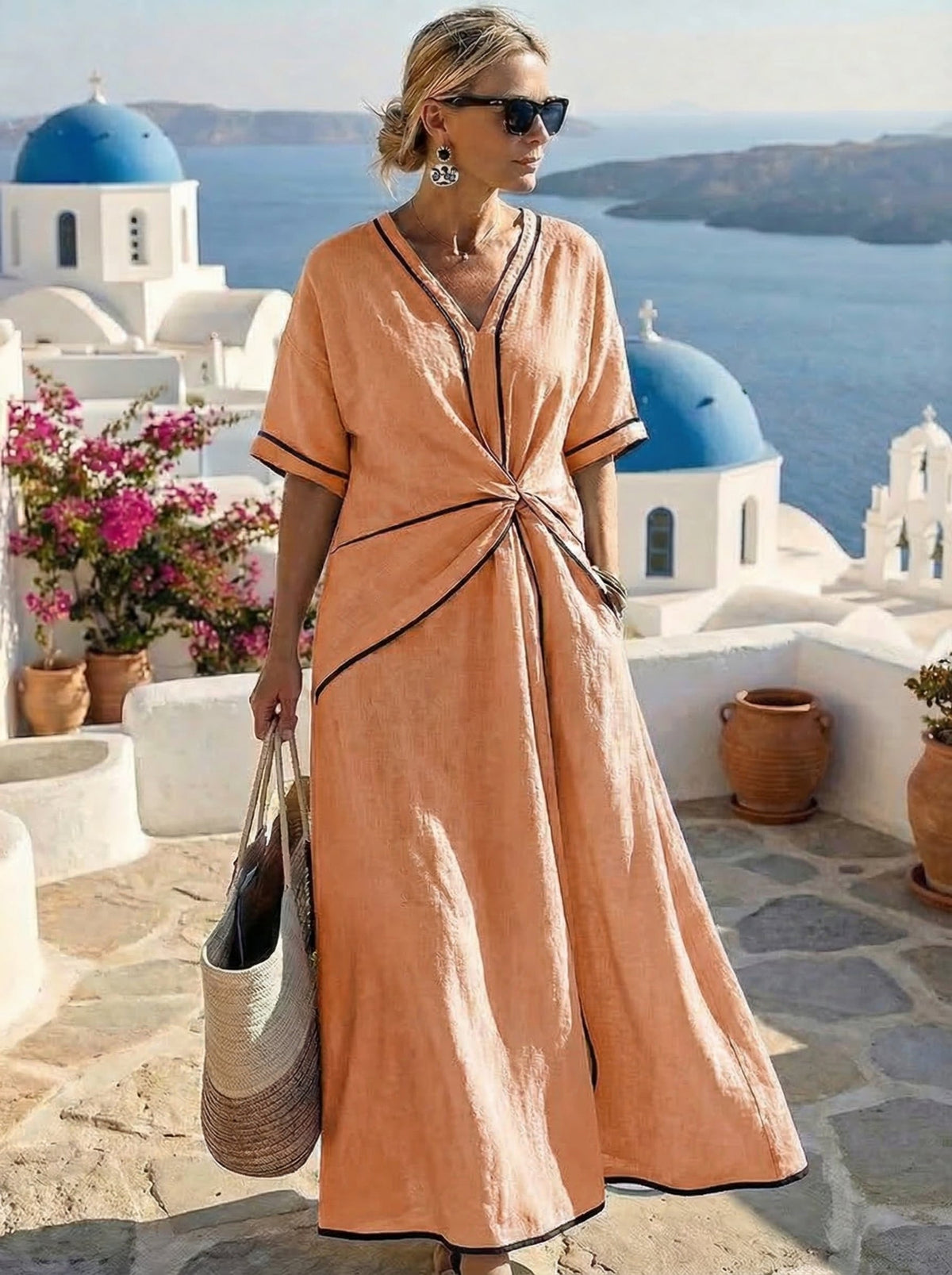 Santorini™ Summer Dress – Orange | The Bellemont Sisters Australia
