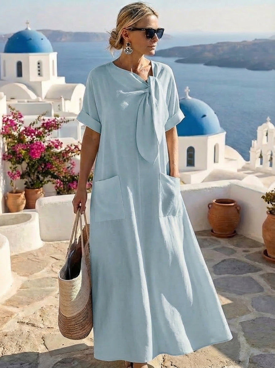 Fleur™ Elegant Dress with Pockets – Blue | The Bellemont Sisters Australia