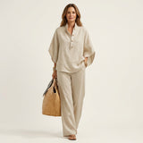 Zerah | Linen Two-Piece Set – Sand | The Bellemont Sisters Australia