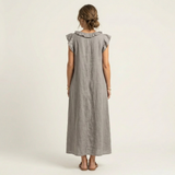 Josette | Ruffle V-Neck Linen Maxi Dress | The Bellemont Sisters Australia