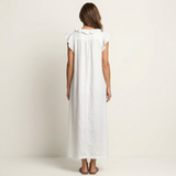Josette | Ruffle V-Neck Linen Maxi Dress | The Bellemont Sisters Australia