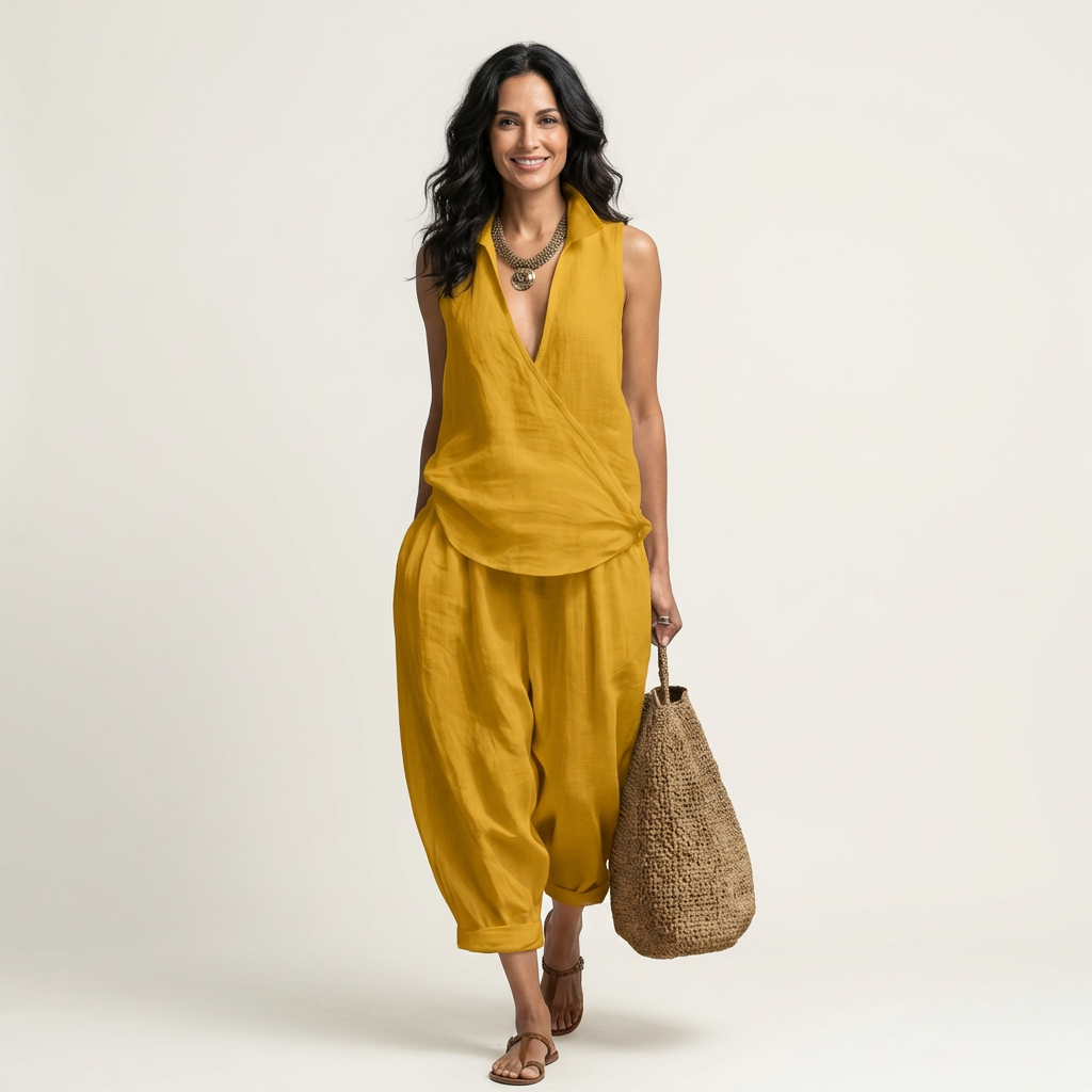 Twiila | Wrap-Top & Wide-Leg Set – Yellow | The Bellemont Sisters Australia