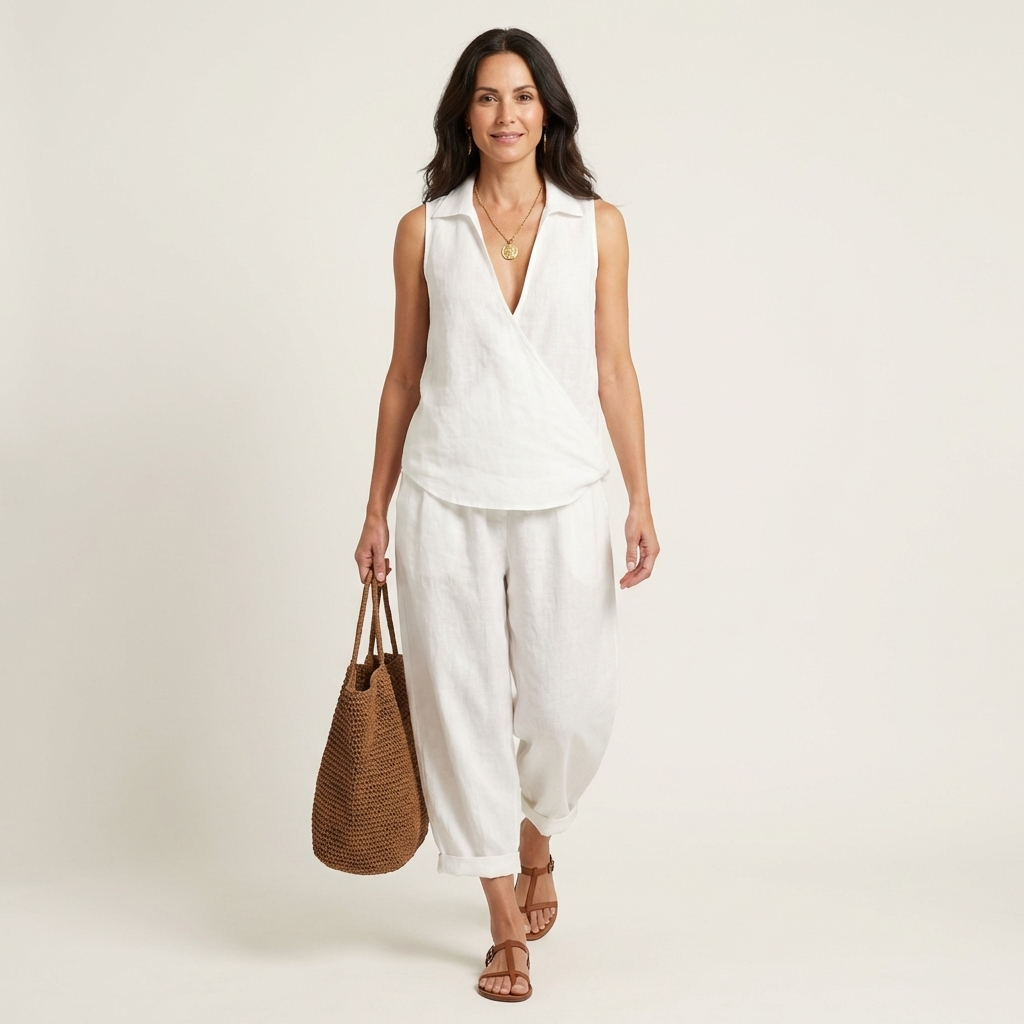 Twiila | Wrap-Top & Wide-Leg Set – White | The Bellemont Sisters Australia