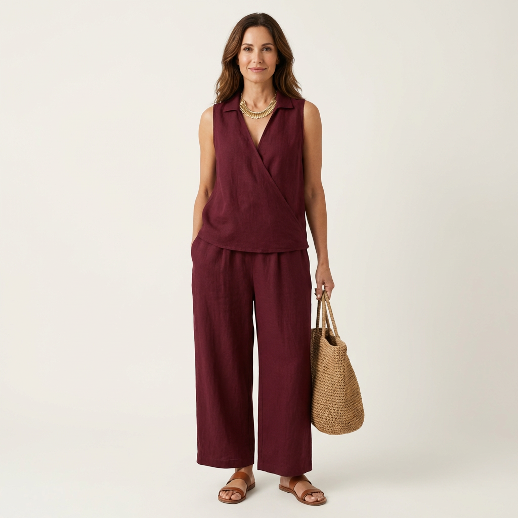 Twiila | Wrap-Top & Wide-Leg Set – Red | The Bellemont Sisters Australia
