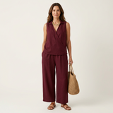 Twiila | Wrap-Top & Wide-Leg Set – Red | The Bellemont Sisters Australia