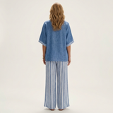 Juliana | V-Neck Varsity Top & Stripe Wide-Leg Set | The Bellemont Sisters Australia